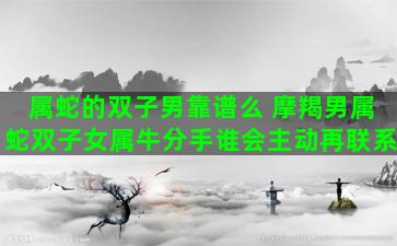 属蛇的双子男靠谱么 摩羯男属蛇双子女属牛分手谁会主动再联系